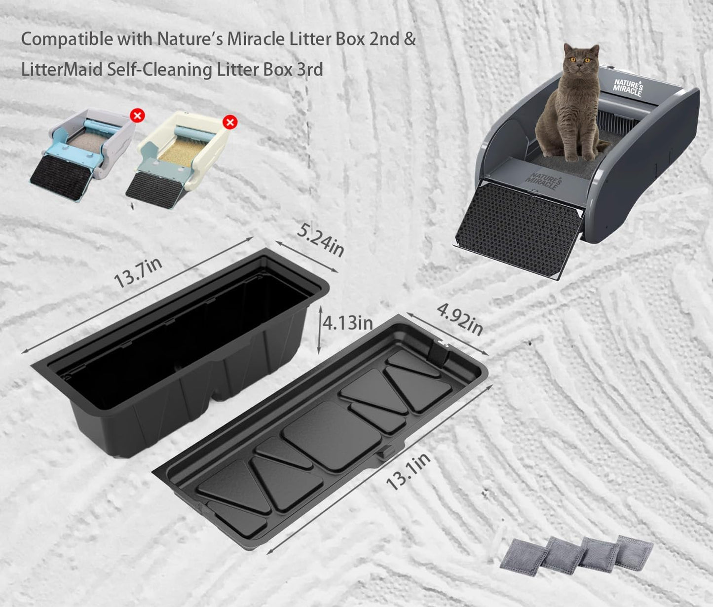 25PCS Disposable Waste Receptacles Compatible with Nature's Miracle 2nd,For LitterMaid Litter Box 3rd,Disposable Cat Litter Box with Charcoal Bags (Machine NOT Included) - Image 2