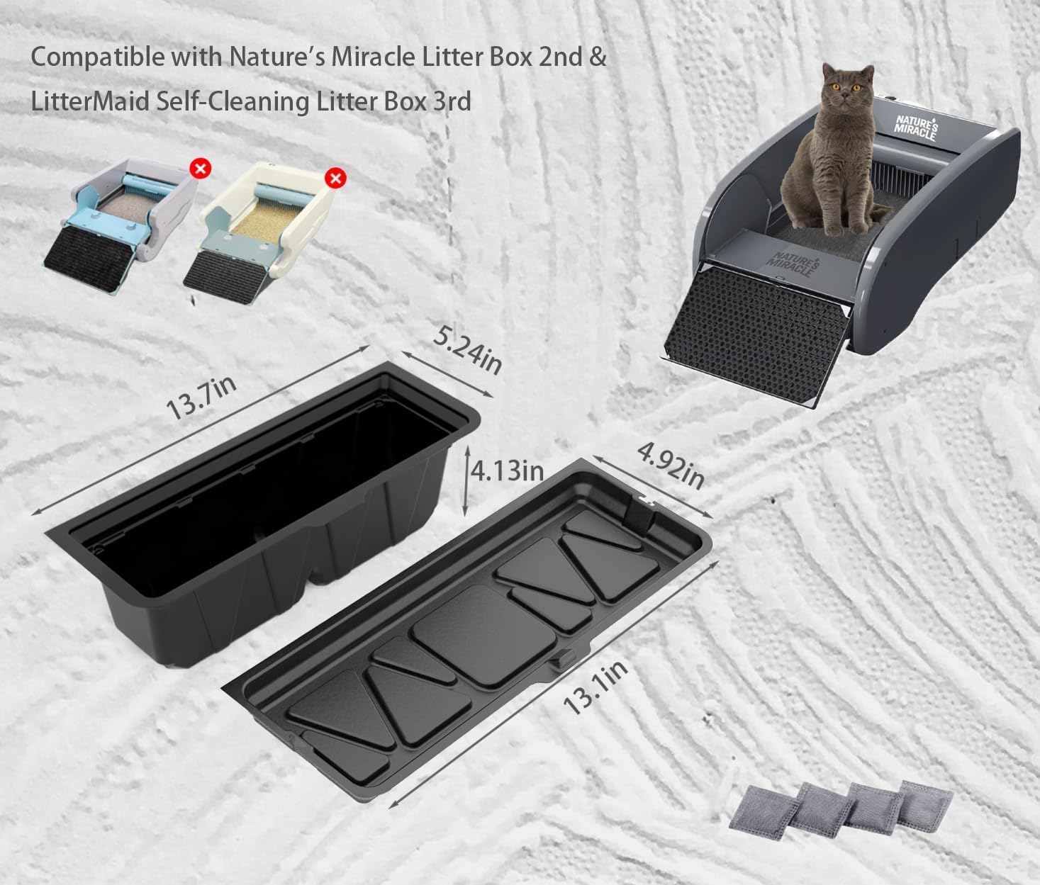 25PCS Disposable Waste Receptacles Compatible with Nature's Miracle 2nd,For LitterMaid Litter Box 3rd,Disposable Cat Litter Box with Charcoal Bags (Machine NOT Included) - Image 2