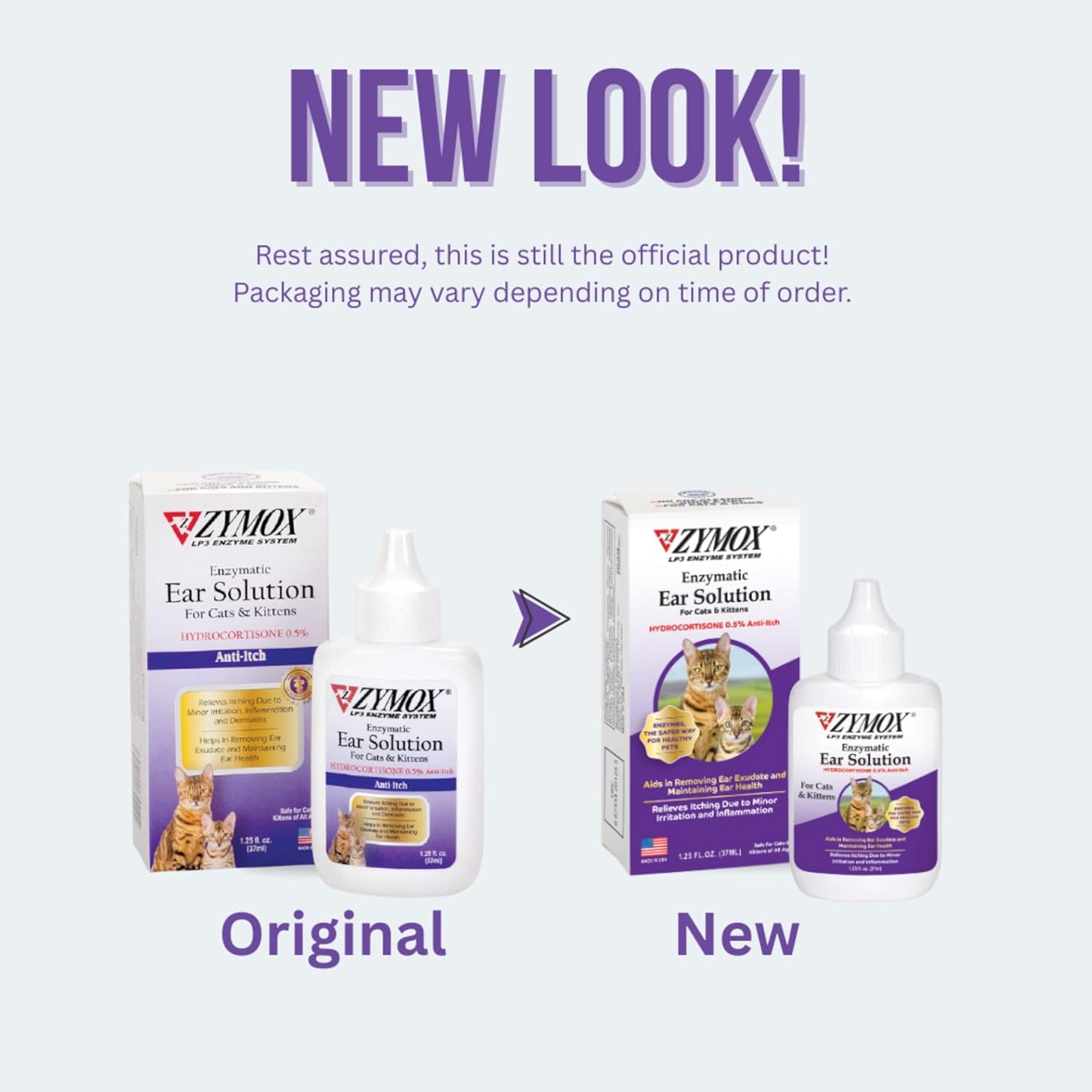 Bottle of Zymox cat ear solution with 0.5 percent hydrocortisone