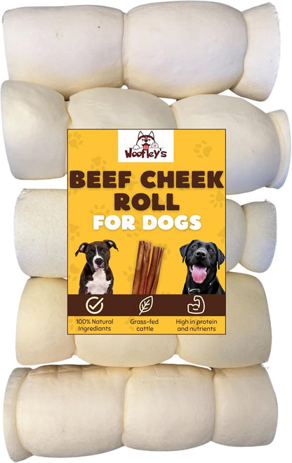 Woofley's 5-6" Buffalo Beef Cheek Roll -(100 Count)- Beef Cheek Rolls for Dogs - Long Lasting Natural Dog Chews - Image 9