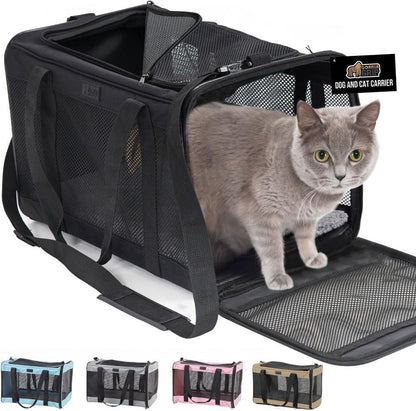 GORILLA GRIP Cat Carrier Travel Bag Up to 15 Lbs, Soft Collapsible Small Dog Carriers, Top and Side Entry Breathable Mesh, Grip Feet on Underside, Cozy Washable Waterproof Pad, Portable Kennel, Gray - Image 10
