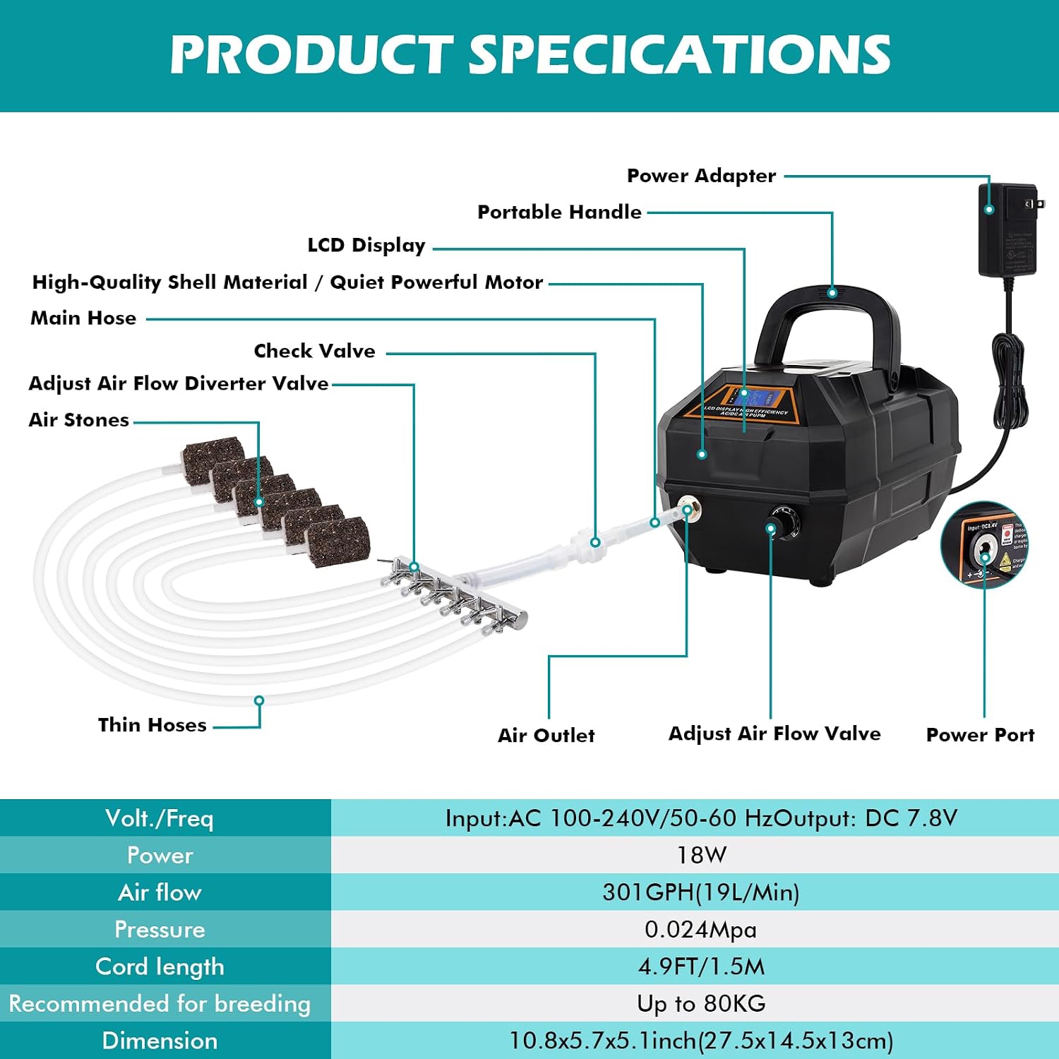 Hygger air pump setup for hydroponic system oxygenation