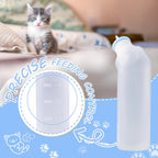 Five reusable blue pet nursing bottles organized for multi litter animal care