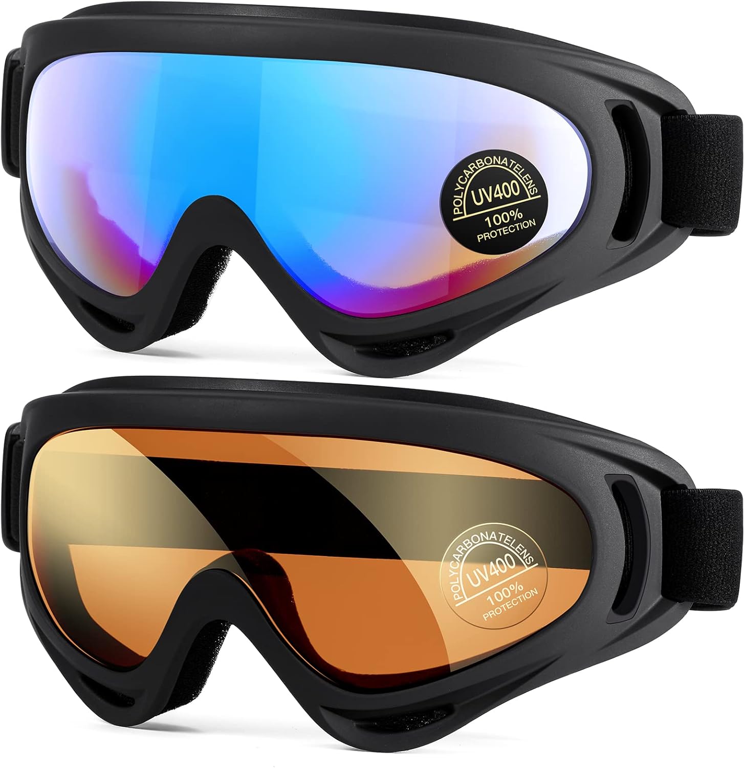MAMBAOUT 2-Pack Snow Ski Goggles, Snowboard Goggles for Men, Women, Youth, Kids, Boys or Girls - Image 11