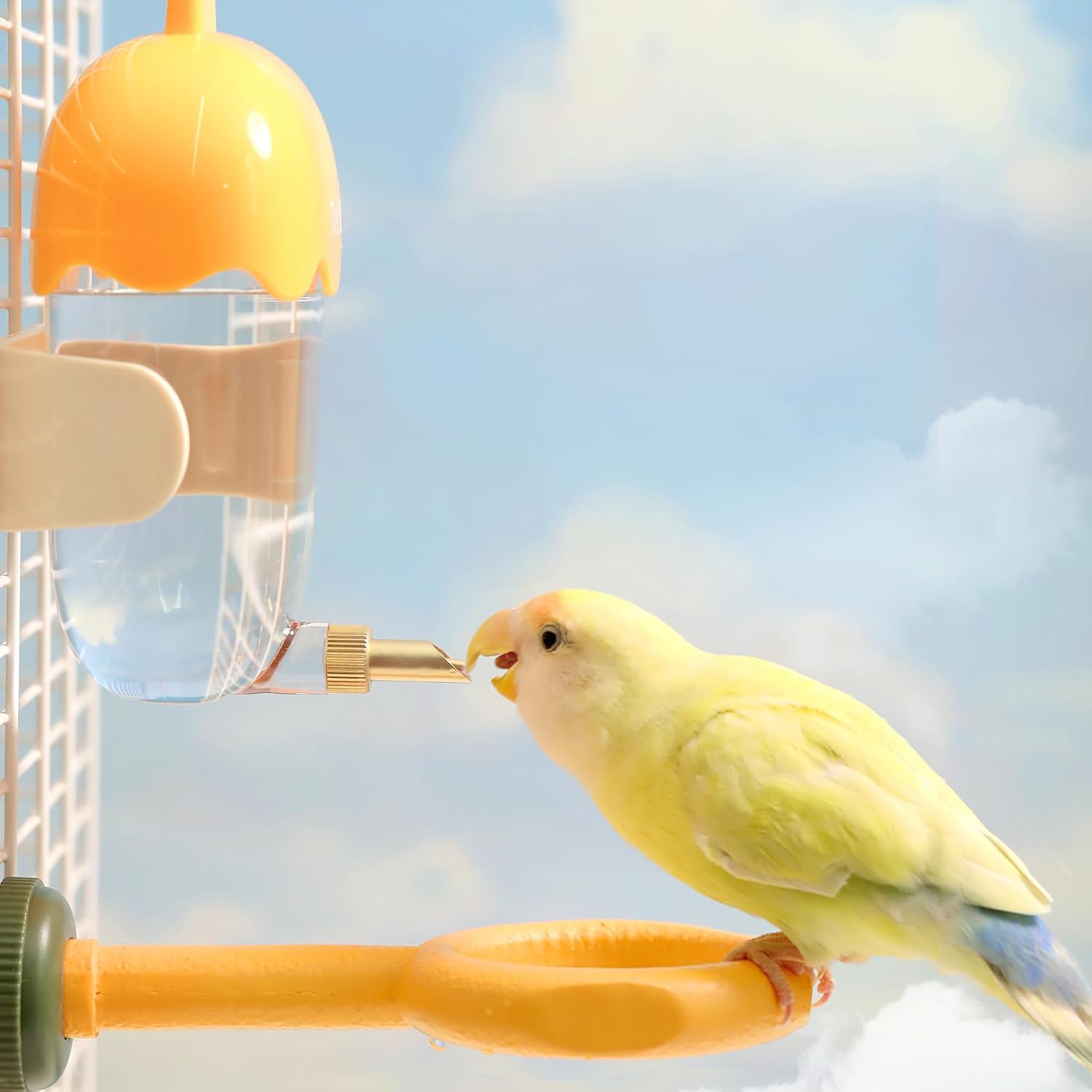Leak-Proof & Chew-Proof Hanging Water Dispenser No Drip for Birds, Chinchillas, Guinea Pigs, Ferrets, Rats, Rabbits, Bunnies, Parrots, Squirrels, and Other Small Animals - Beige, 12oz - Image 6