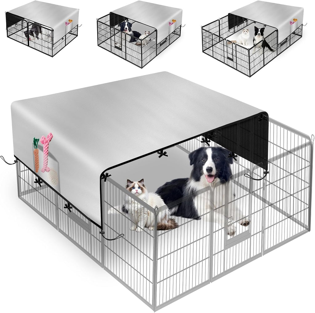LYHNMW Dog Playpen Cover front view on an outdoor pet fence