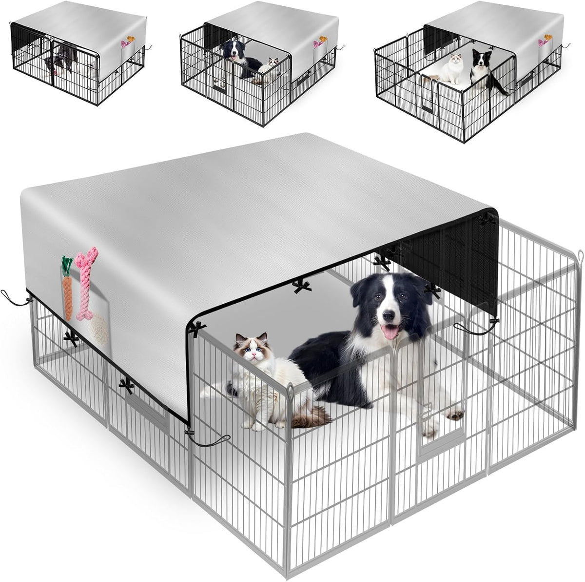 LYHNMW Dog Playpen Cover front view on an outdoor pet fence