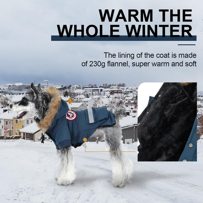 Waterproof puppy jacket showing the soft thermal flannel lining detail