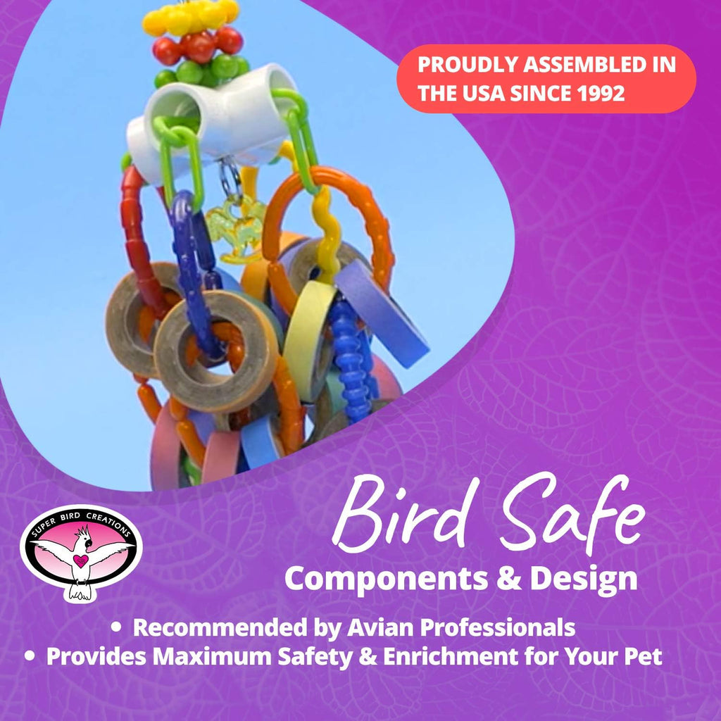 Super Bird Creations full size avian enrichment toy packaging