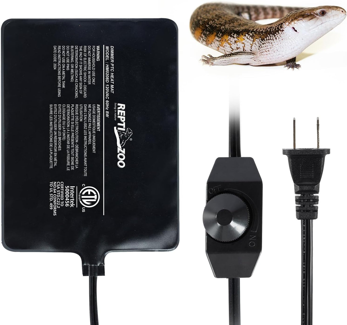 REPTI ZOO 8" X 12" Reptile Heat Pad 24W Fast Heating Pad with Adjustable Thermostat Reptile Heat Mat for Turtles/Hermit Crabs/Bearded Dragons/Leopard Geckos/Snakes/Lizards, and Seed Germination - Image 10