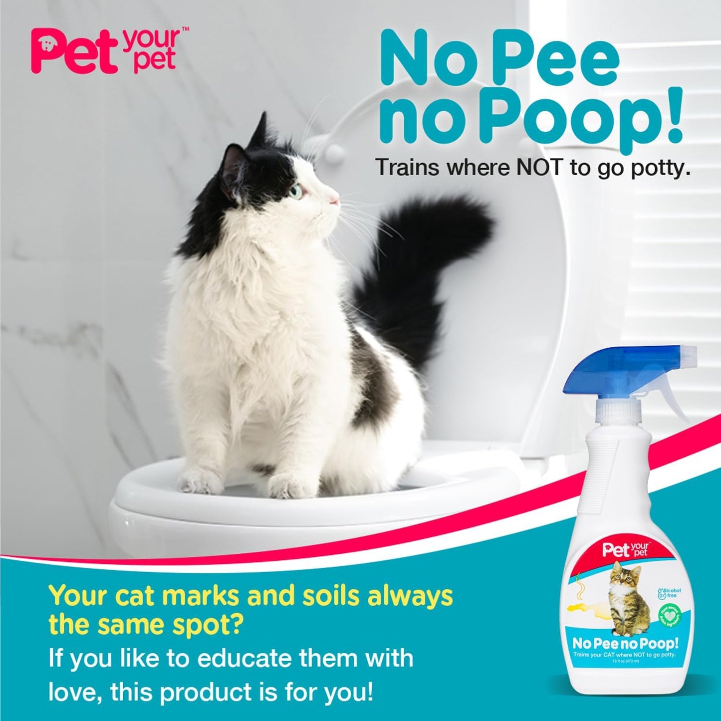 Natural plant-derived cat deterrent spray bottle on carpeted floor