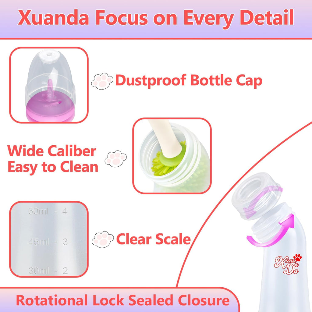 Veterinarian designed angled pet nursing bottles for comfortable hand feeding