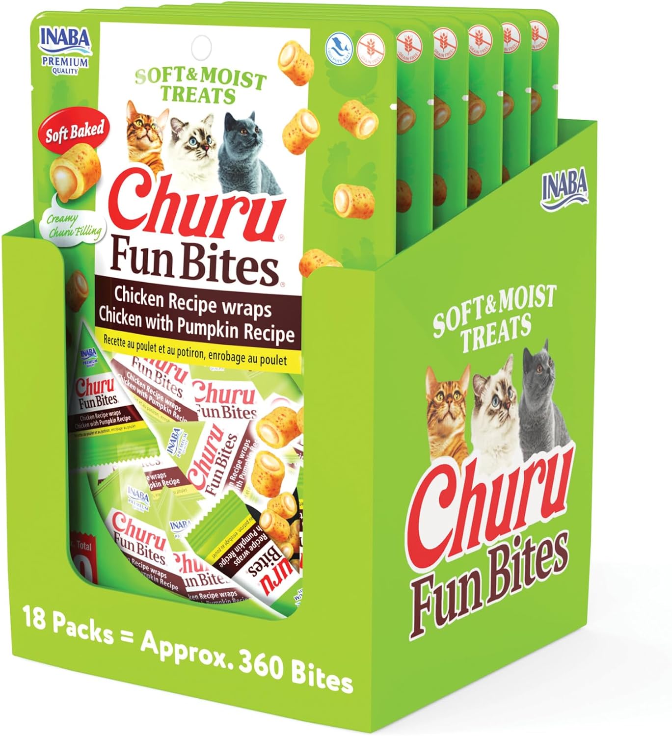 INABA Churu Fun Bites for Cats, Soft & Chewy Cat Treats with Taurine, 0.42 Ounces Each Tetra, 18 Tetras (3 per Bag), Chicken Recipe - Image 10