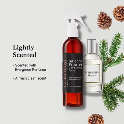 Premium iGroom pet beauty care bottle showcasing the clean formulation highlights
