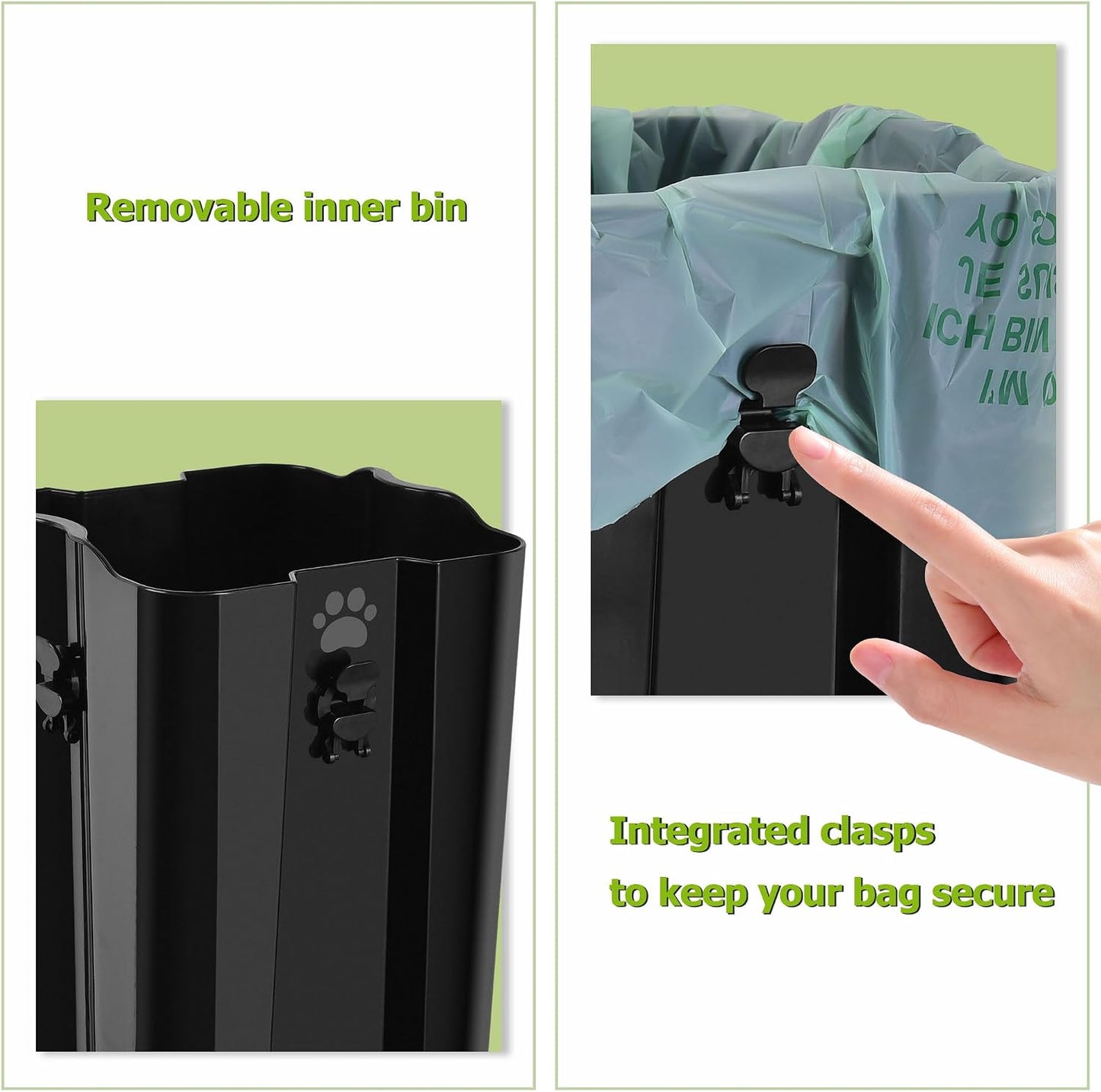 All-black ABS material finish of the Umtiti waste container