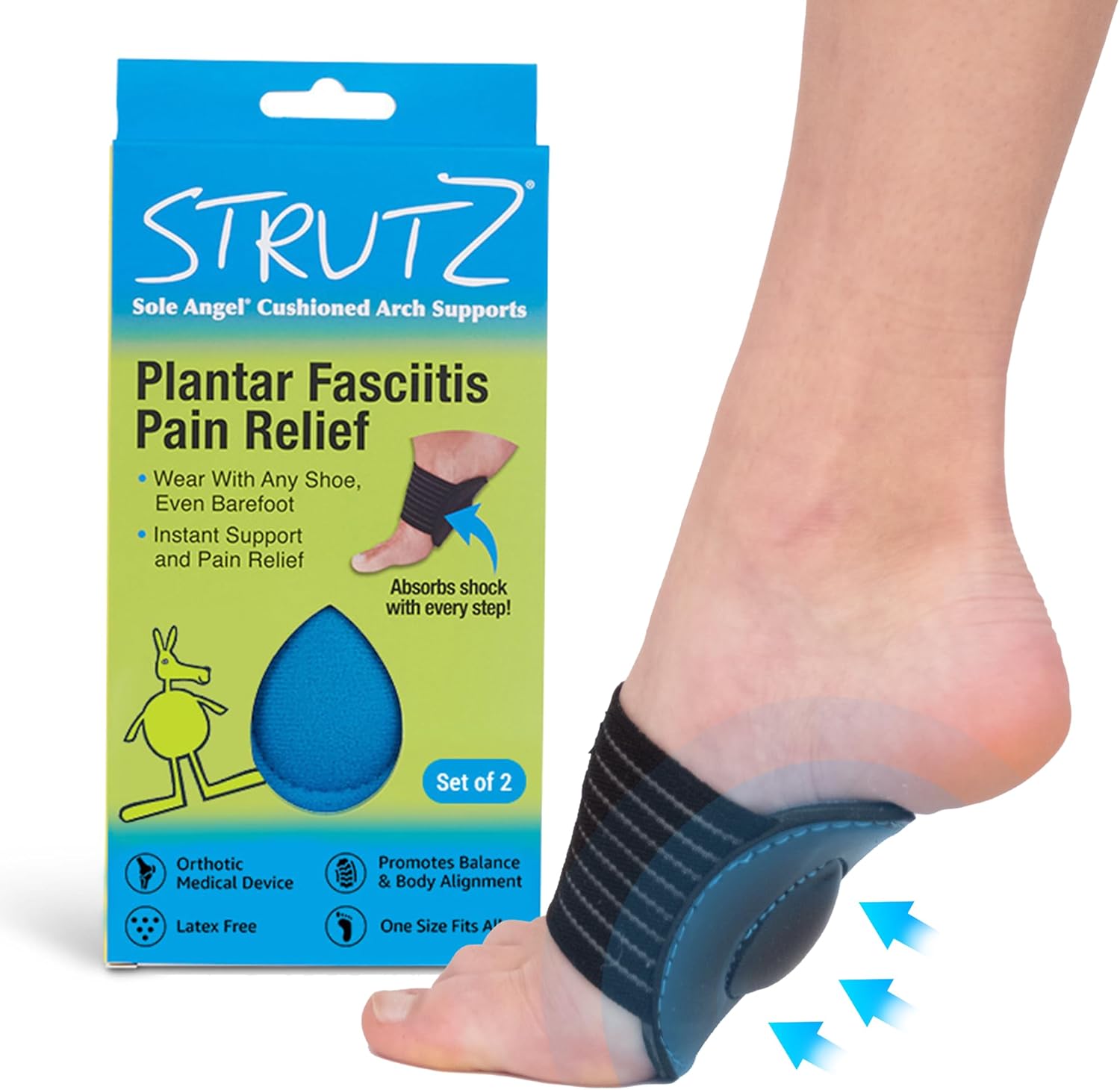 Strutz Sole Angel arch support bands front view for plantar fasciitis relief