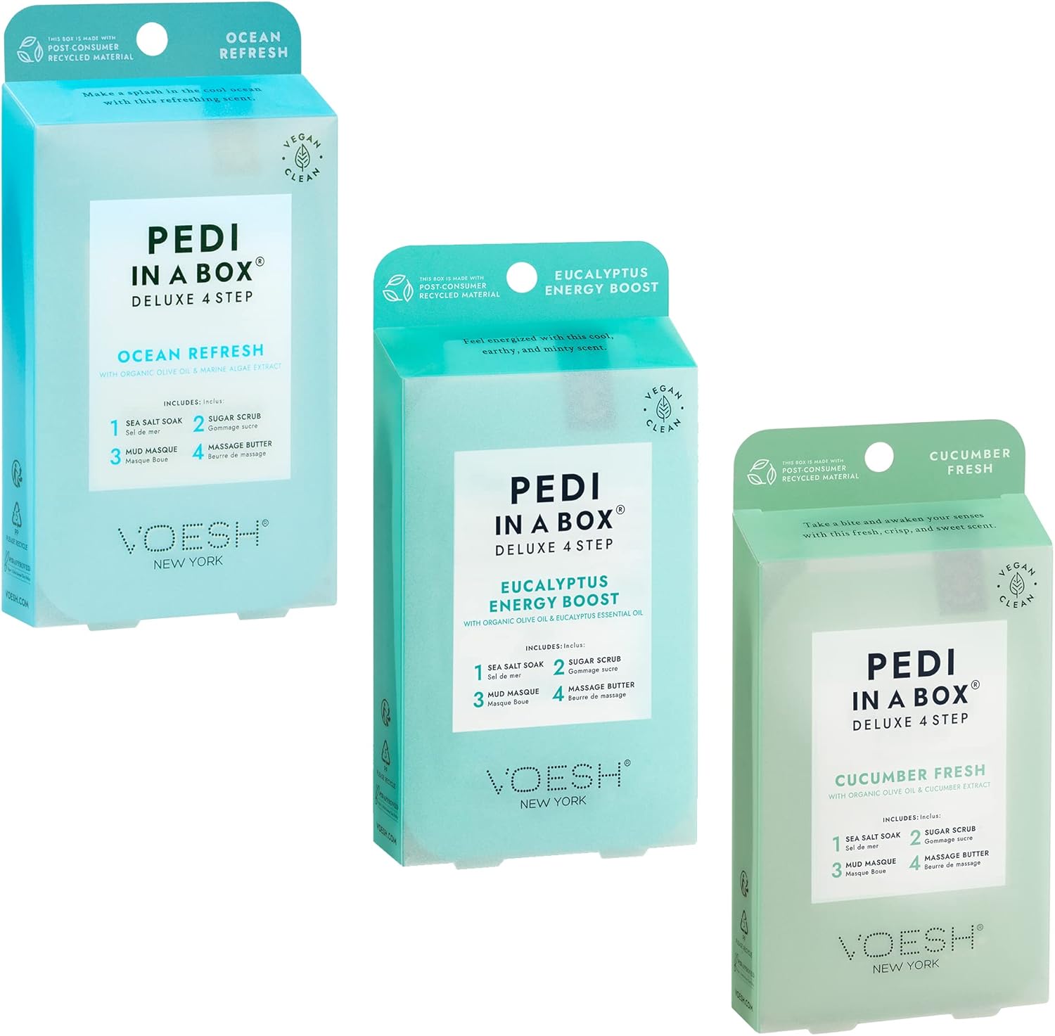 VOESH Pedi in a Box 4 Step Fresh Trio packaging front view