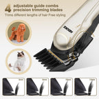 Heavy duty dog clippers with 2000mAh battery pack and charging cable accessories