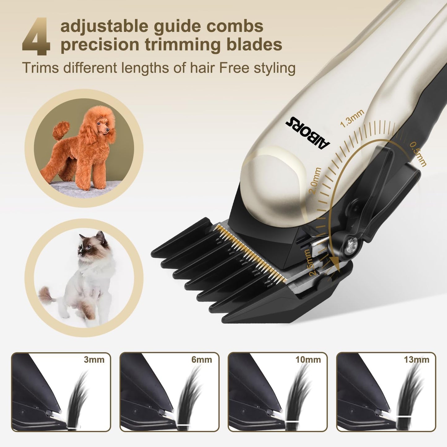 Heavy duty dog clippers with 2000mAh battery pack and charging cable accessories