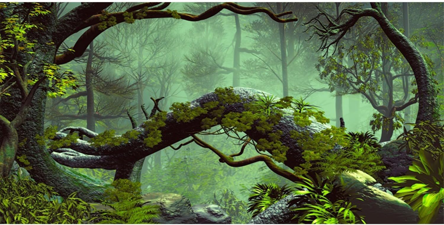 AWERT foggy forest terrarium background front view for reptile habitats