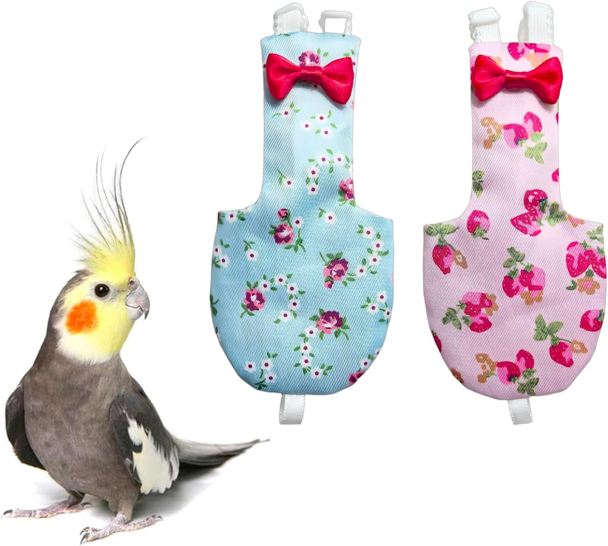 UKJENT Bird Diaper Protective Parrot Nappy 2 Pack, Reusable Flight Suit with Waterproof Inner Layer, Washable Cute Urine Wet Suit for Parrots(M) - Image 9