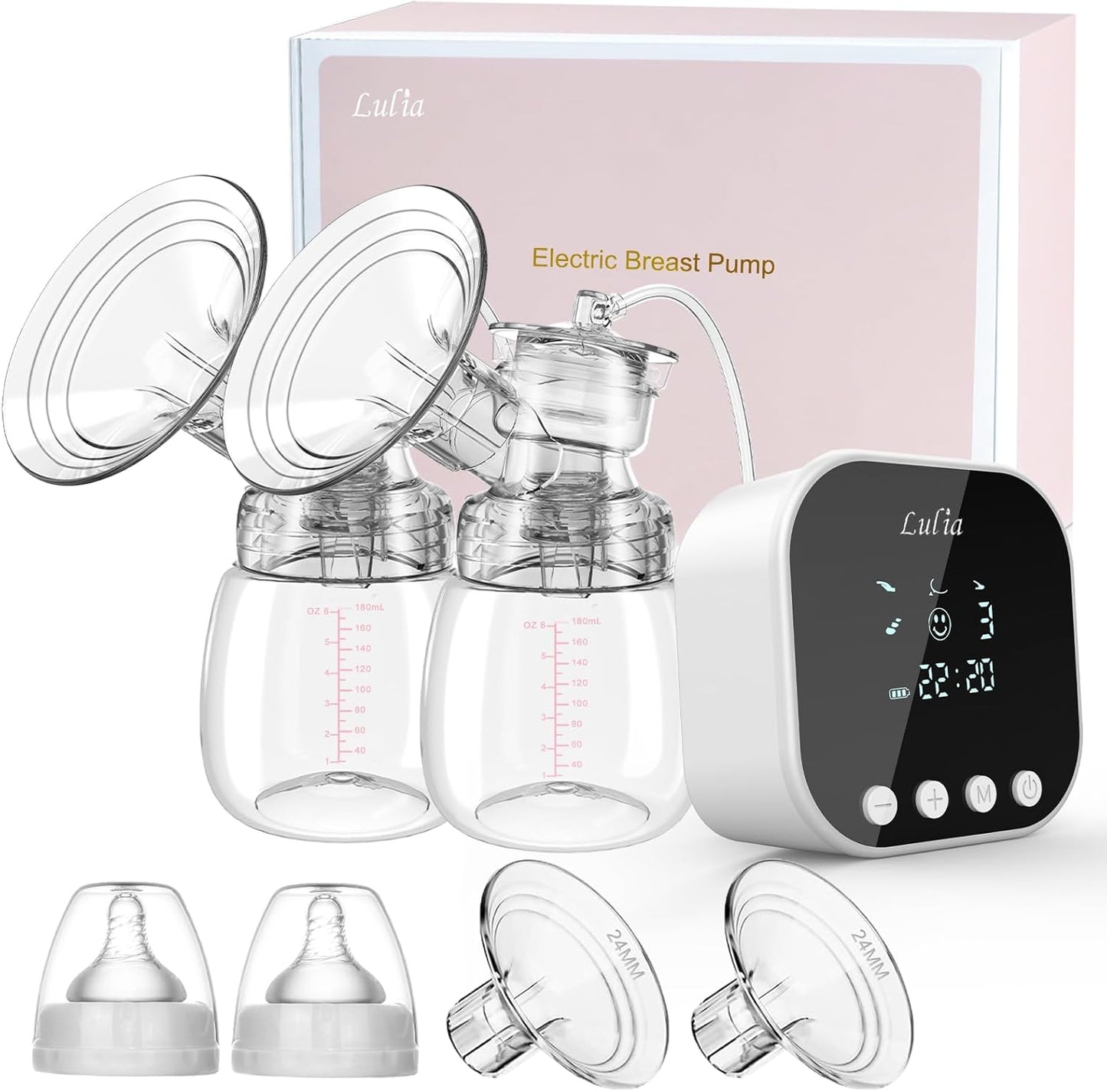 Lulia double electric breast pump with portable LED motor unit.