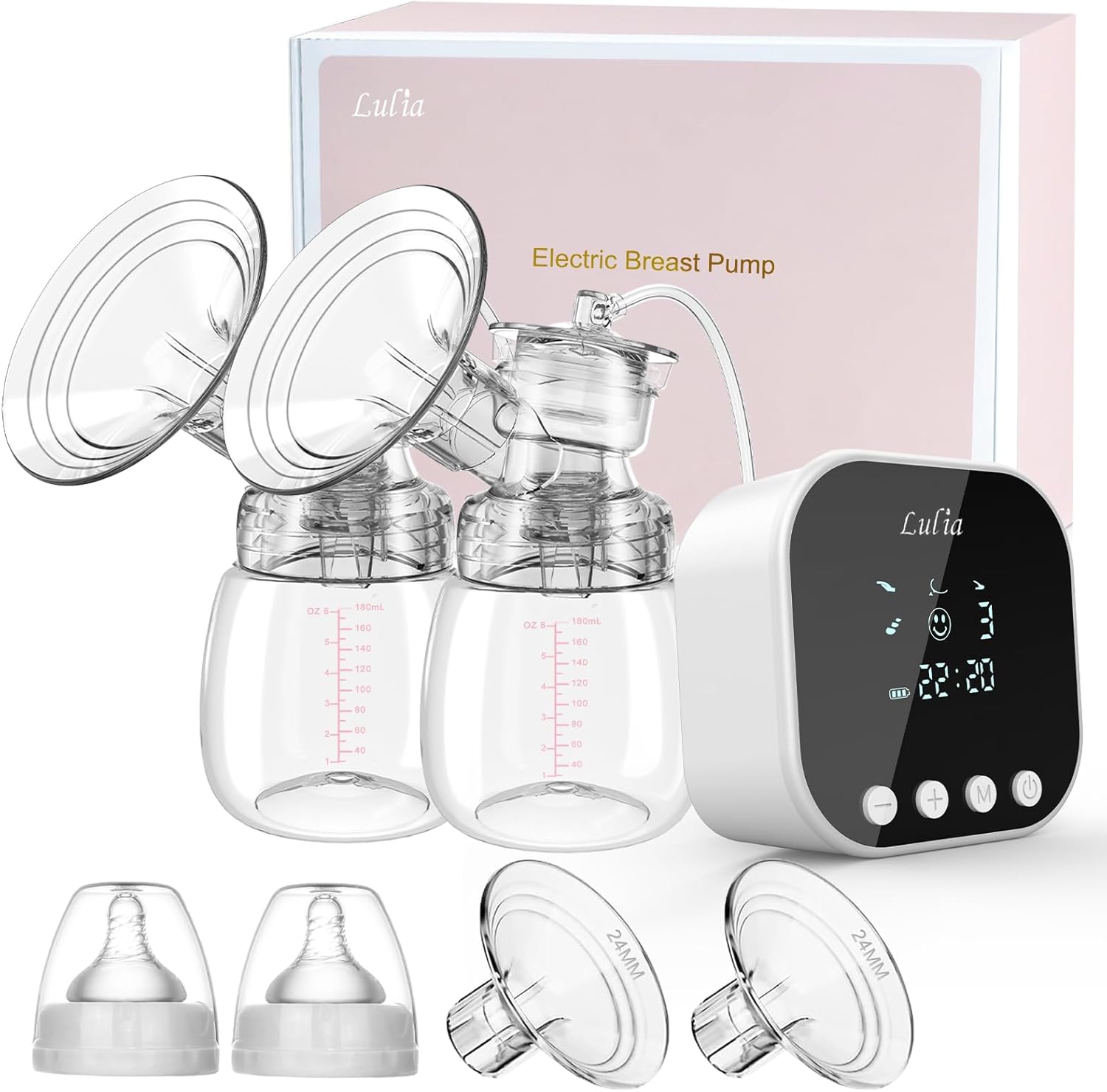 Lulia double electric breast pump with portable LED motor unit.