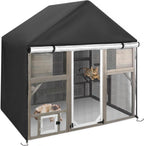 Catio Cover, 37" L x 23.5" W x 50" H Waterproof Cover for Outdoor Cat Enclosure, 420D Cat Cage Cover for Homey Pet Cats Cages, Black (Catio Not Included) - Image 11