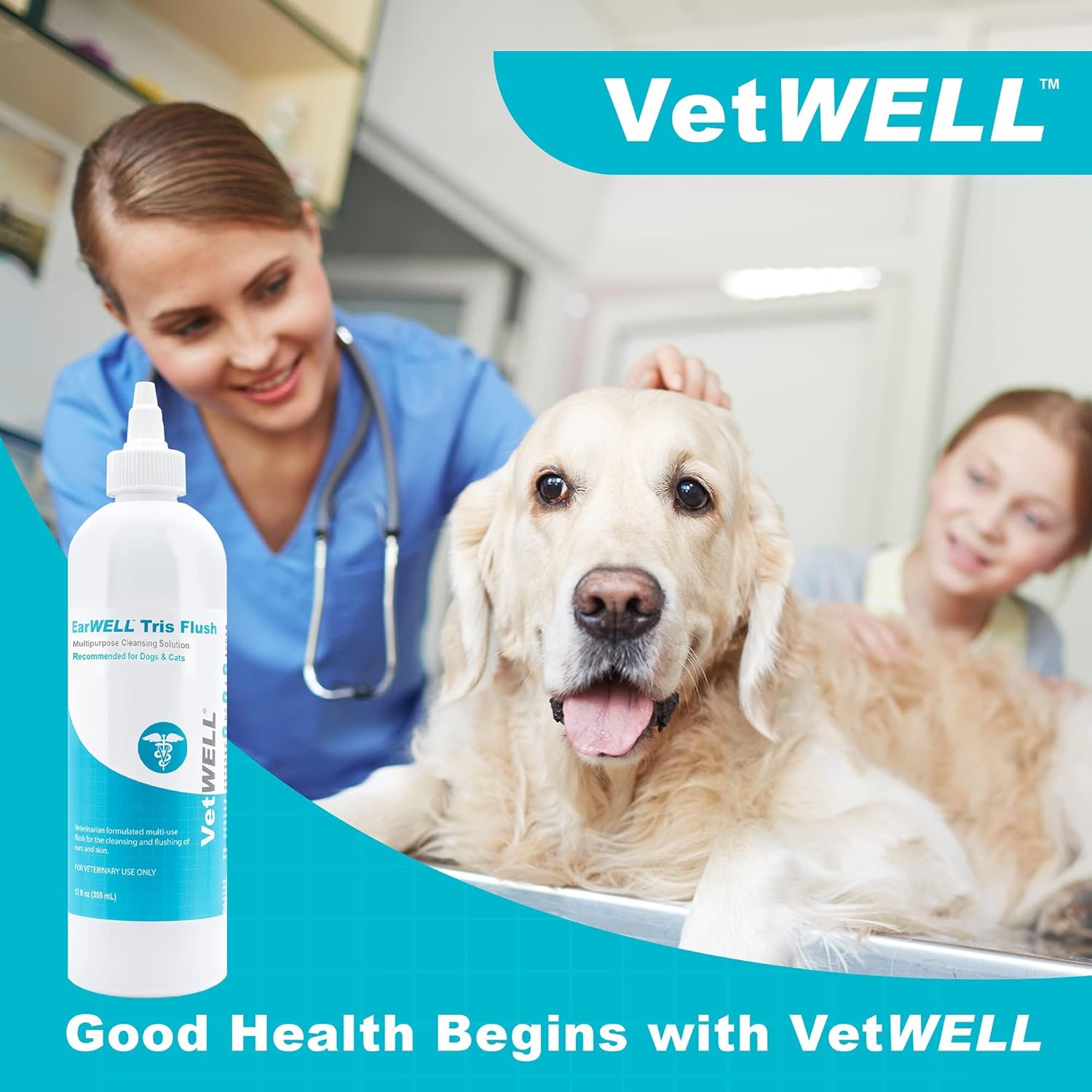 VetWELL ear cleaner solution back label details