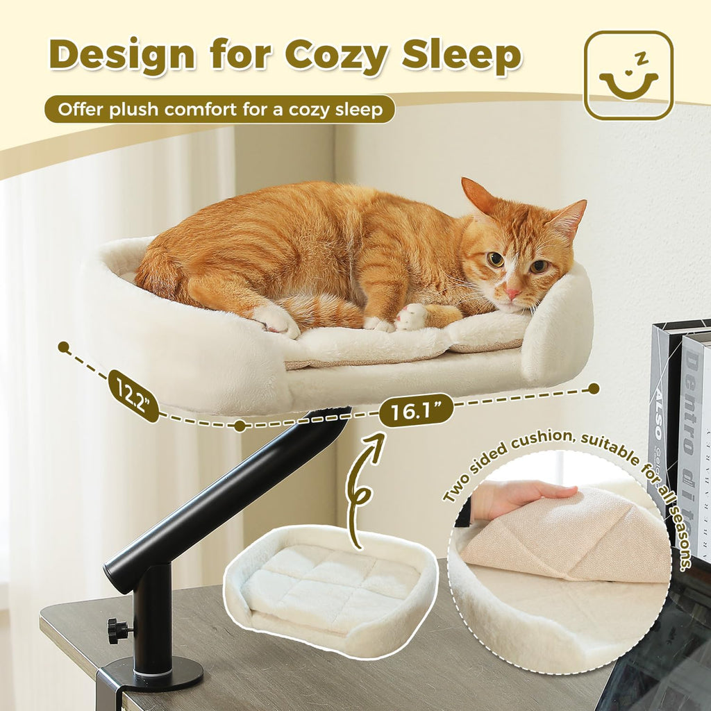 Adjustable cat desk bed side profile view