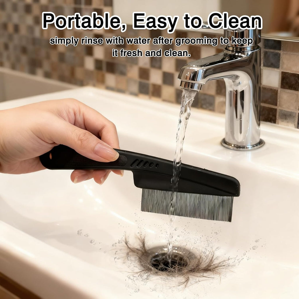 Stainless steel pet flea comb set for professional debris removal