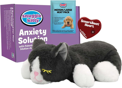 Close up details of the comforting virtual mom plush toy for newborn cats.