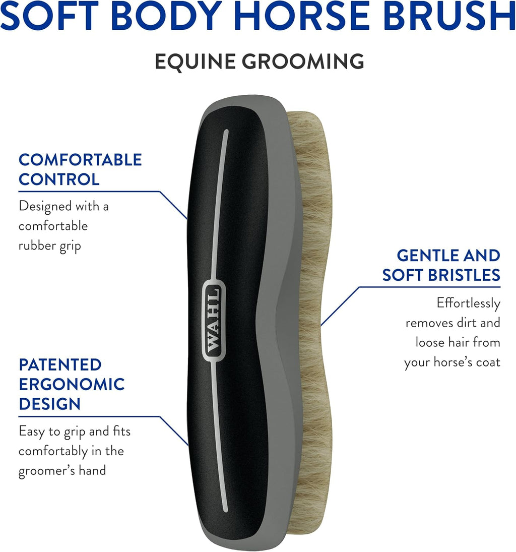 Wahl black horse brush showing soft nylon bristles
