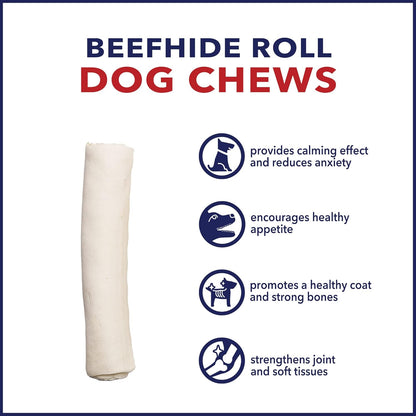 Pet Factory heavy weight beefhide rolls 10-count pack back label instructions