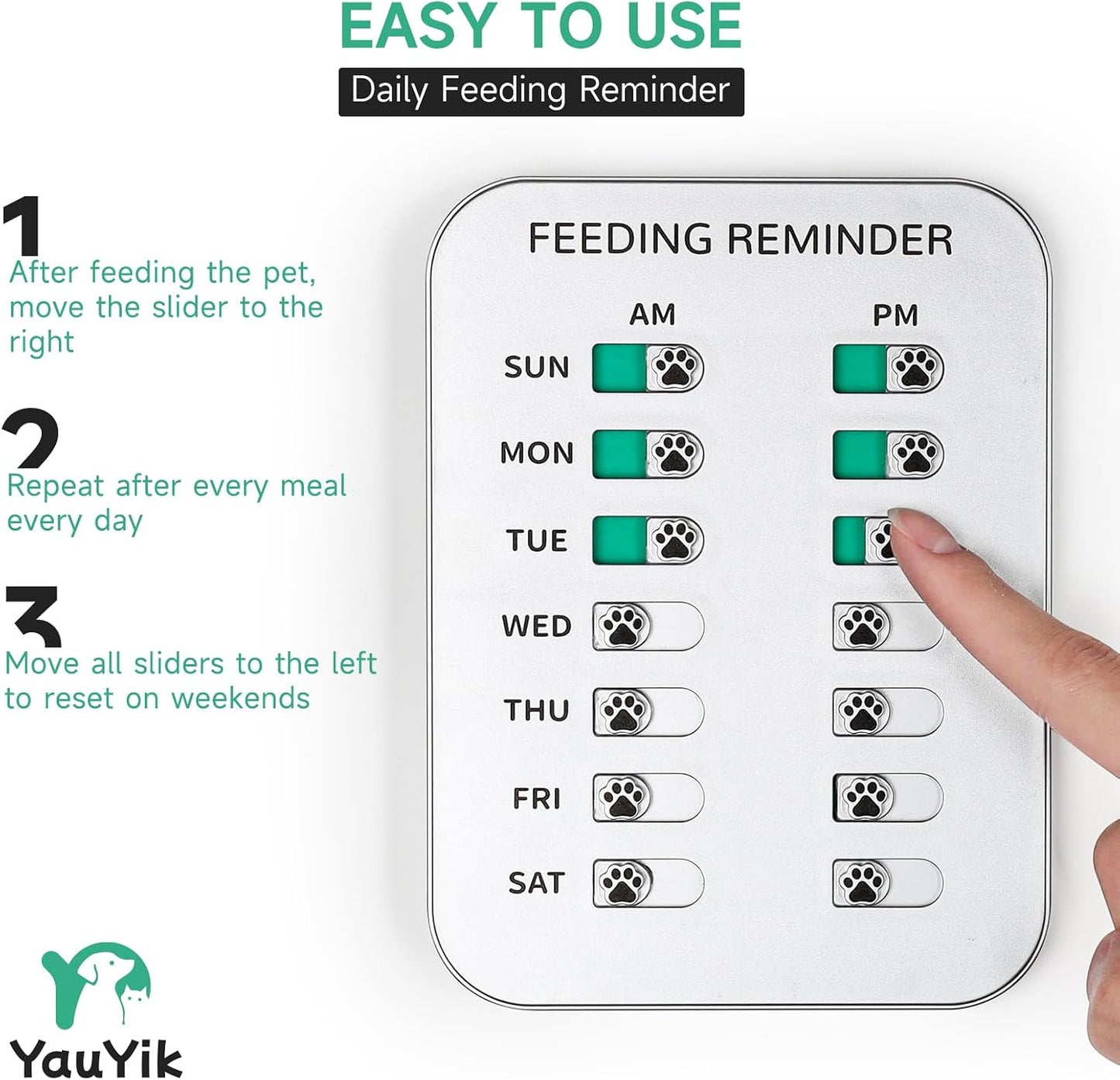 Household pet care organization chart with morning and evening slots