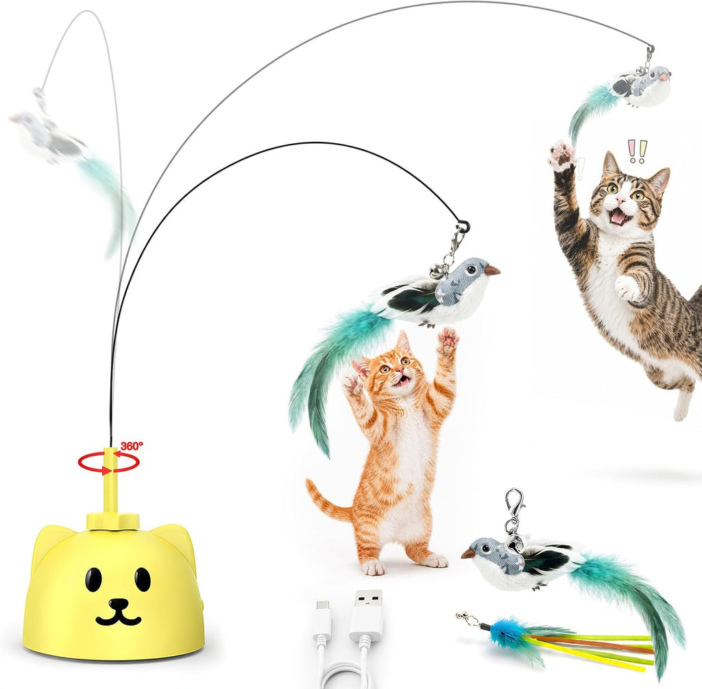 CATPICK Interactive Cat Toys for Indoor Cats - Automatic Flying Bird Feather Toy, Rechargeable Electric Cat Wand with Sticky Suction Base, Smart Motion Activated Self-Play Enrichment Toy for Bored Cat - Image 11