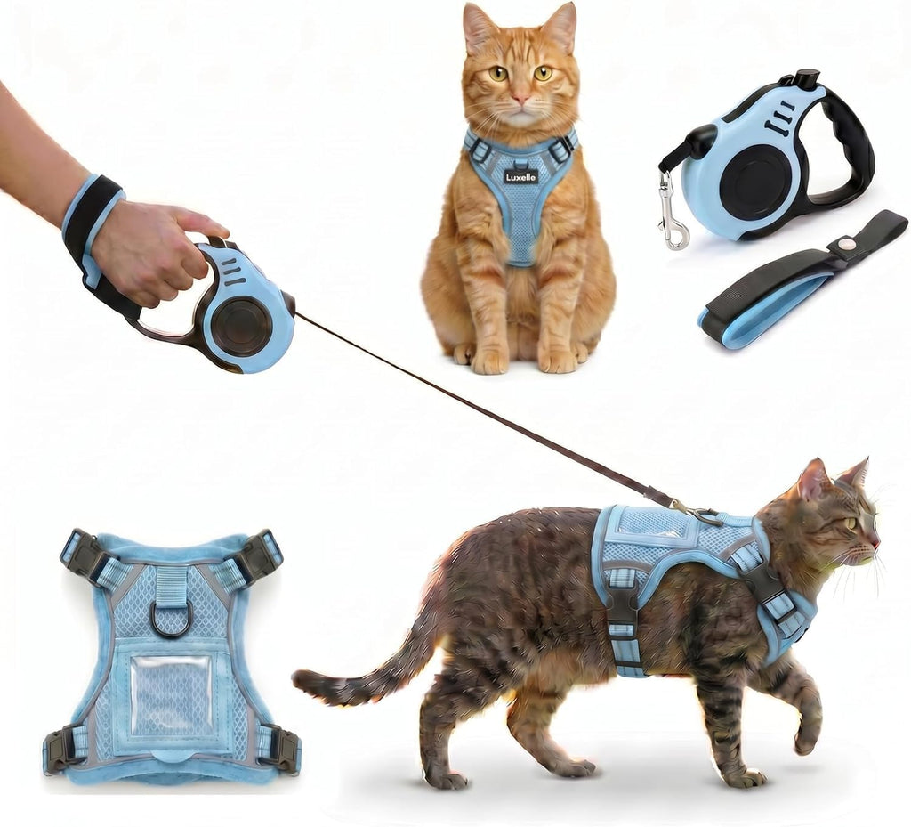 Luxelle Escape-Proof Cat Harness and Leash Set - Adjustable No Pull Soft Vest with 360 degrees Reflective Straps, Built-in Pocket & Wrist Strap, Breathable Mesh Outdoor Harness for Cats & Kittens - Image 10