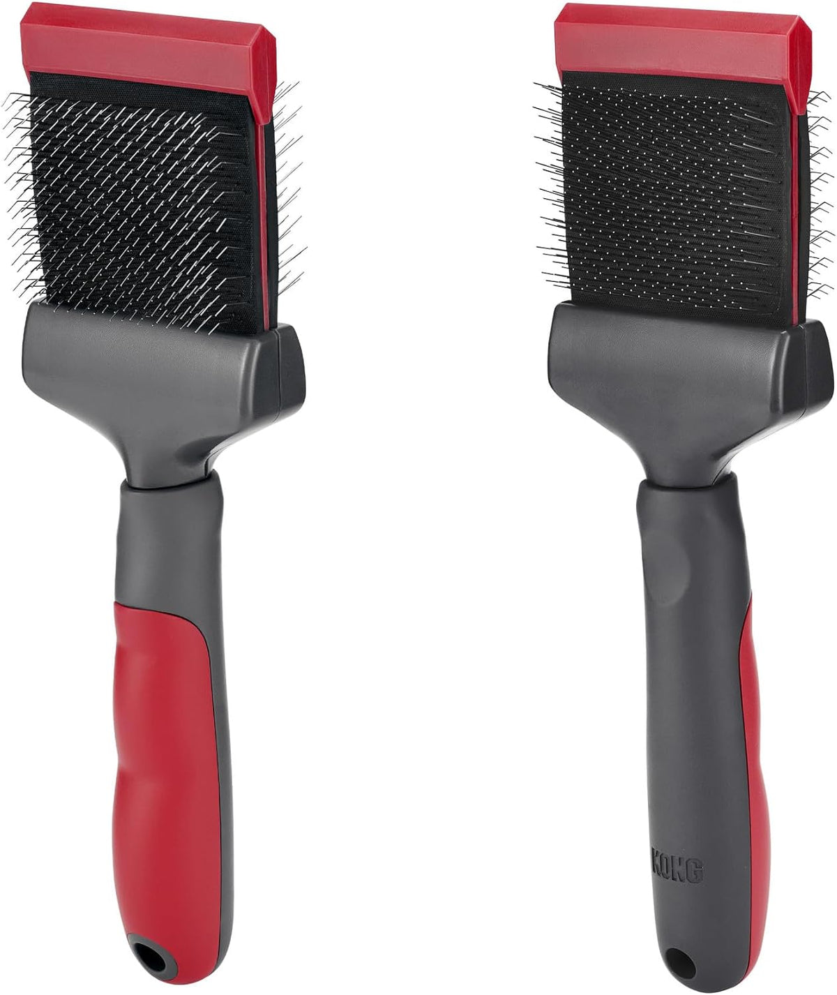 KONG Double-Sided Rake & Deshedding Tool - Detangling & Shedding Control, Rounded Metal Tips, Non-Slip Grip, for Medium to Large Dogs with Medium to Long Coats, Red/Gray - Image 13
