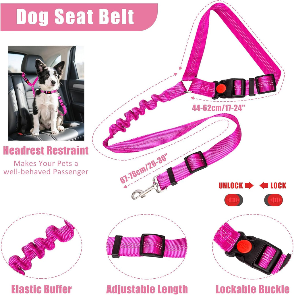 Dog harness set with seat belt and waste bag dispenser