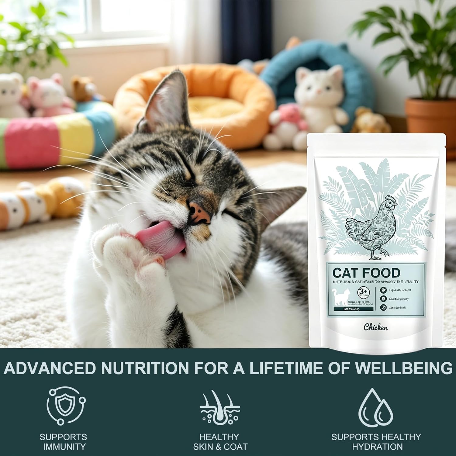 Serving suggestion for Xelara lickable cat treat topper
