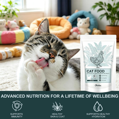 Serving suggestion for Xelara lickable cat treat topper