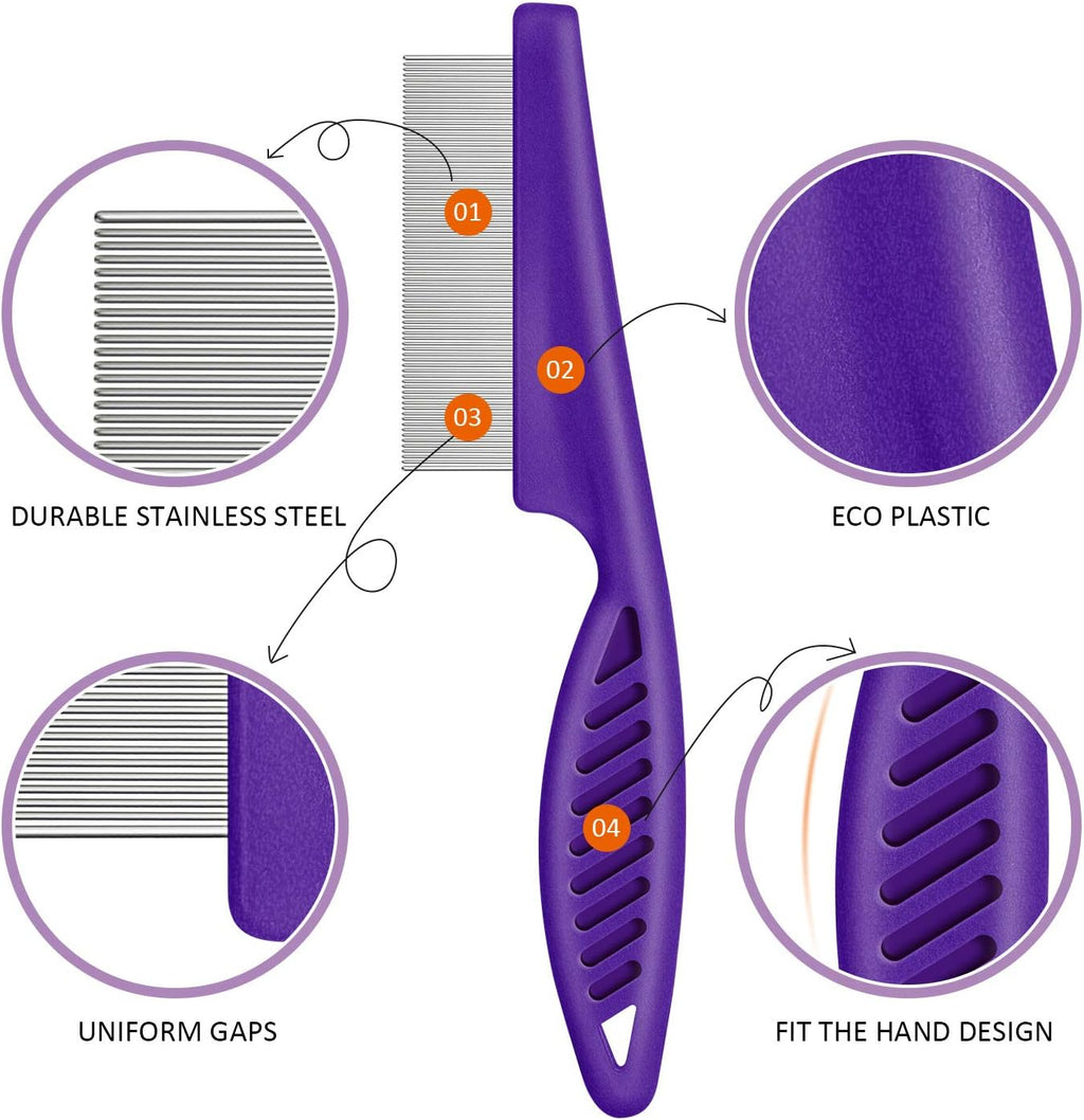 Boao double hole fine teeth flea comb for dogs and cats