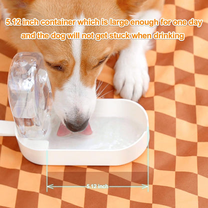 Two in one dog feeding bottle demonstrating the squeeze water dispensing feature