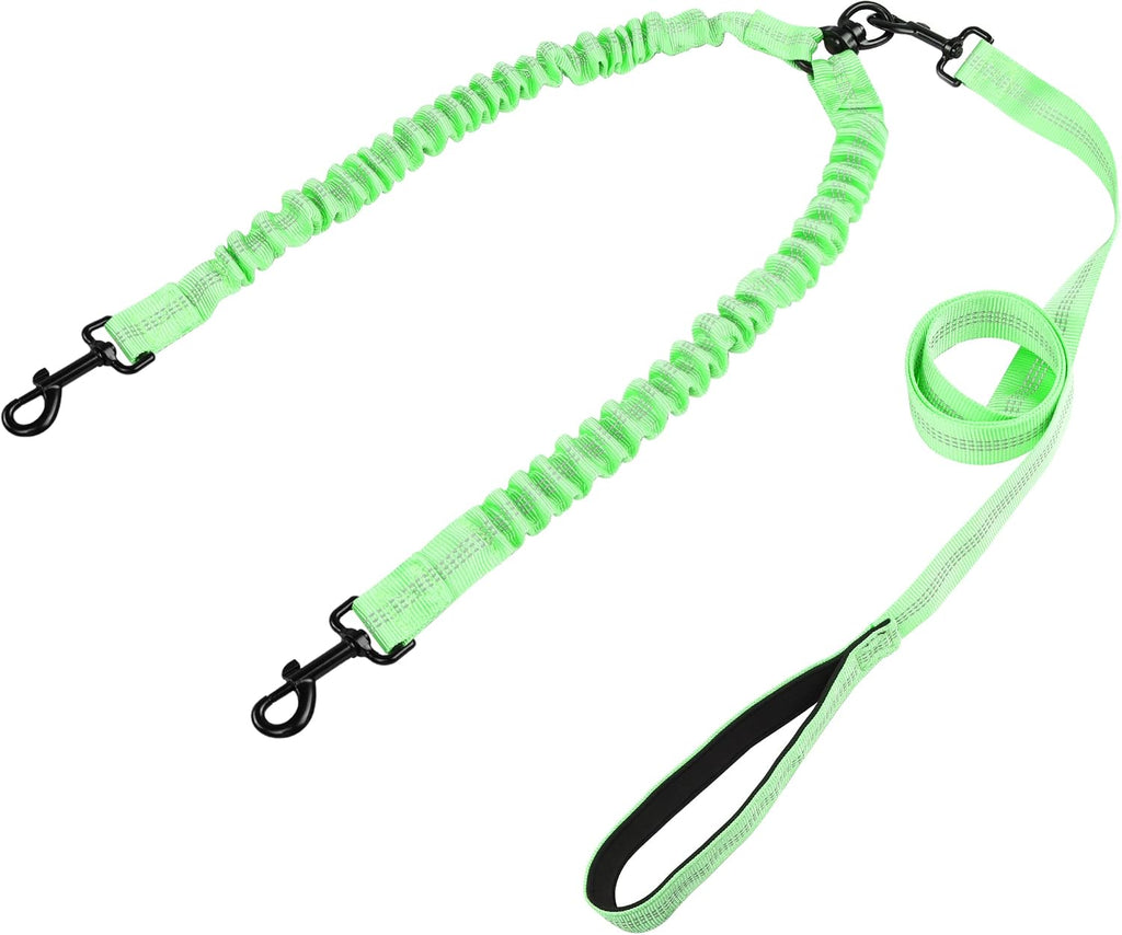 YAODHAOD pink double dog walking leash with twin heavy duty rust resistant snap hooks.