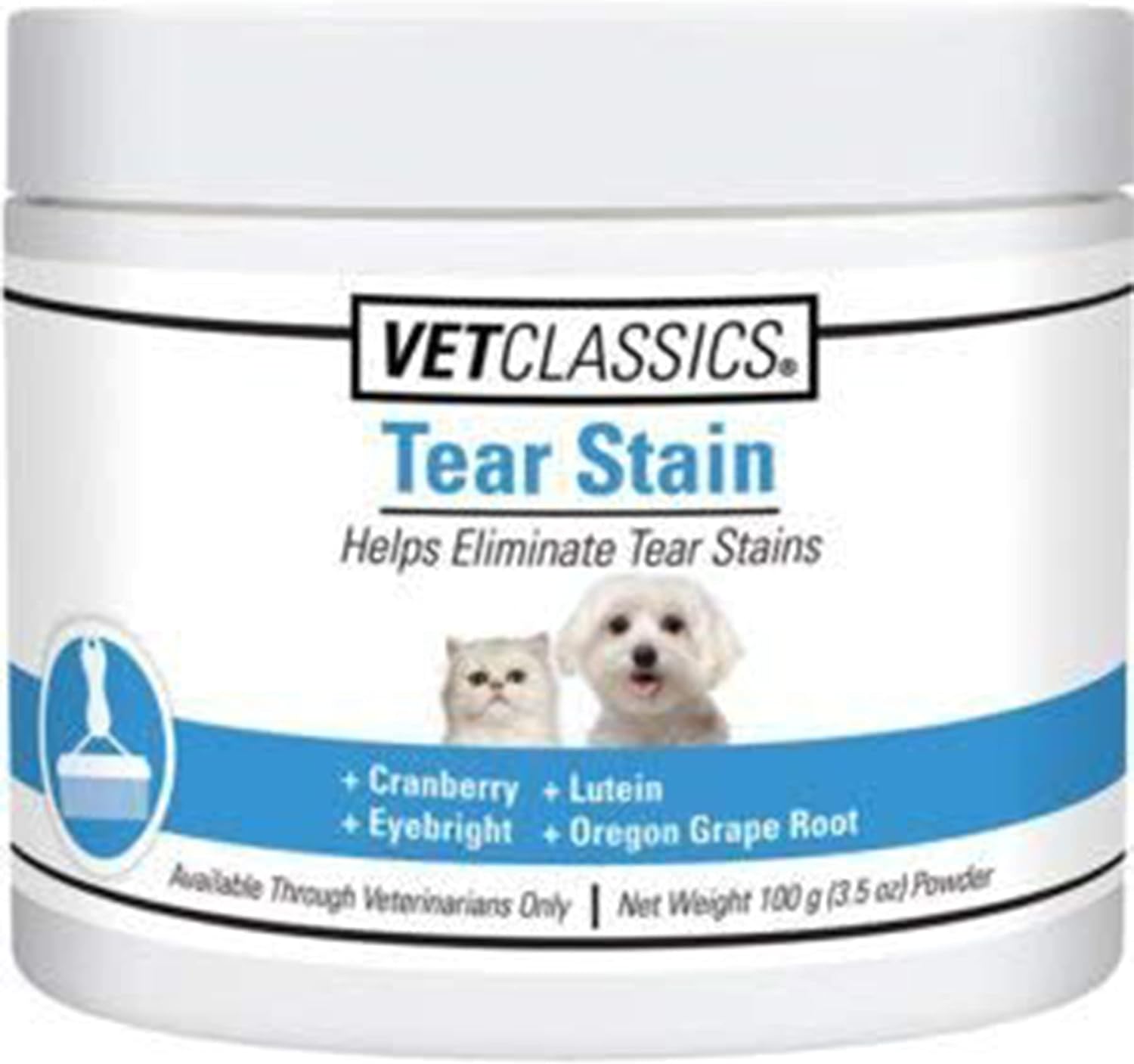 Highly palatable tear stain chews packaging for small and large pets.