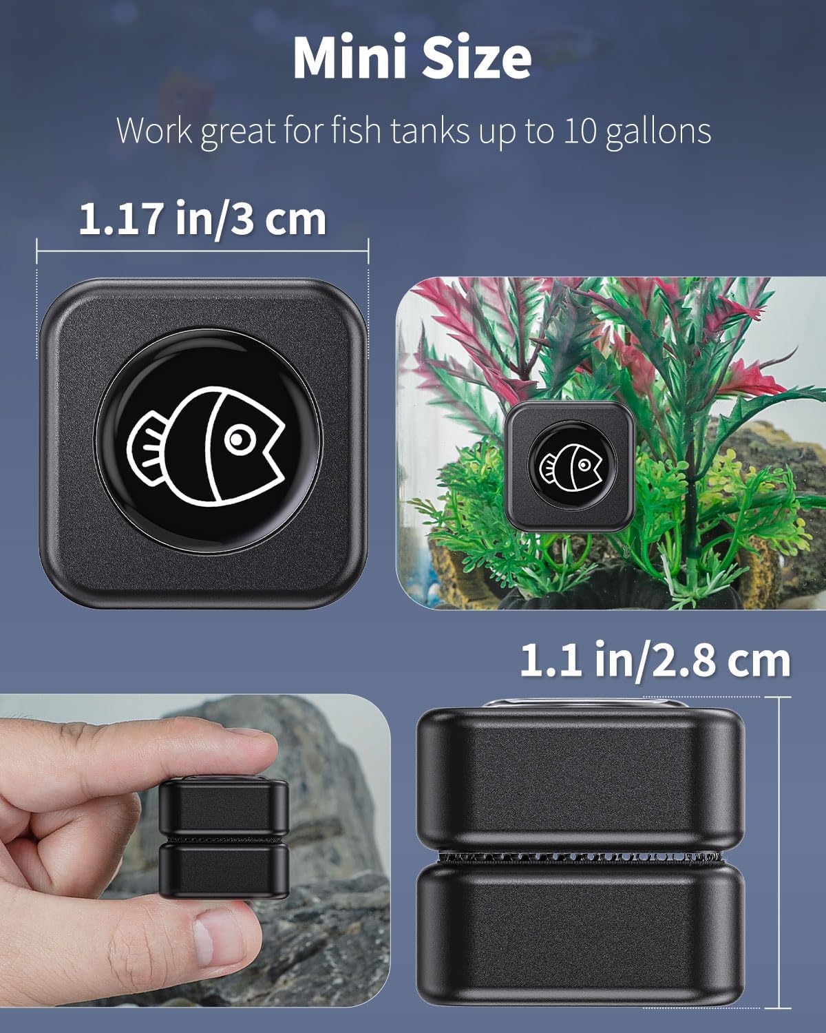 Heavy duty magnetic glass scrubber for small fish tanks