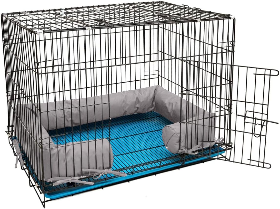 Happy Howls Dog Crate Bumper - Dog Cage- Waterproof 1100D Fabric - with Reinforced Ties & Durable Zippers - Fits Front or Side Door Puppy Kennels - Removable Cover (Black, 42.0" L x 28.0" W) - Image 12