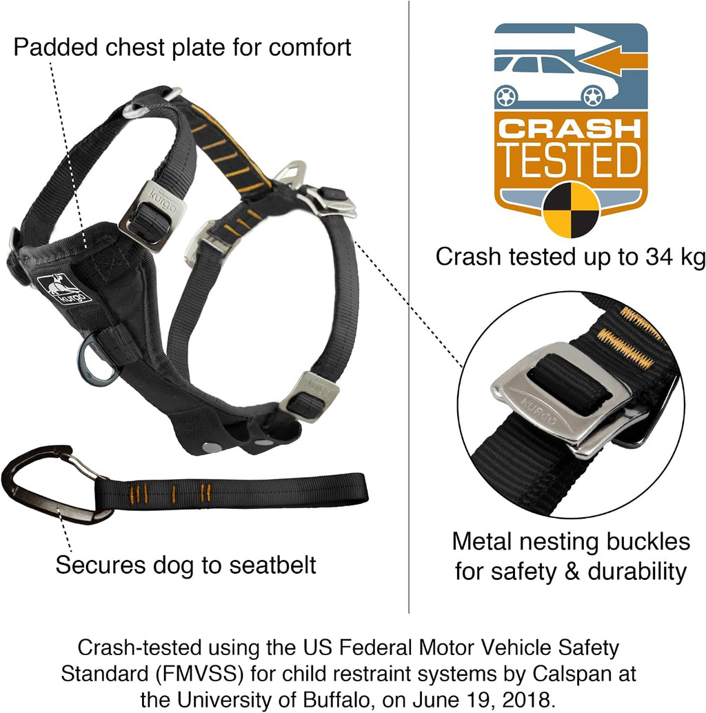 Kurgo dog harness showing five adjustment points and steel buckles