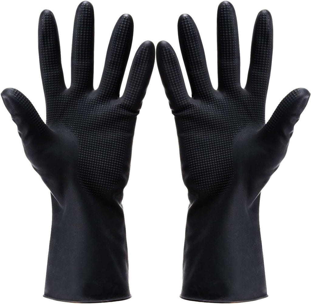 VOVCIG professional hair dye gloves front view showing the pair of black reusable rubber gloves