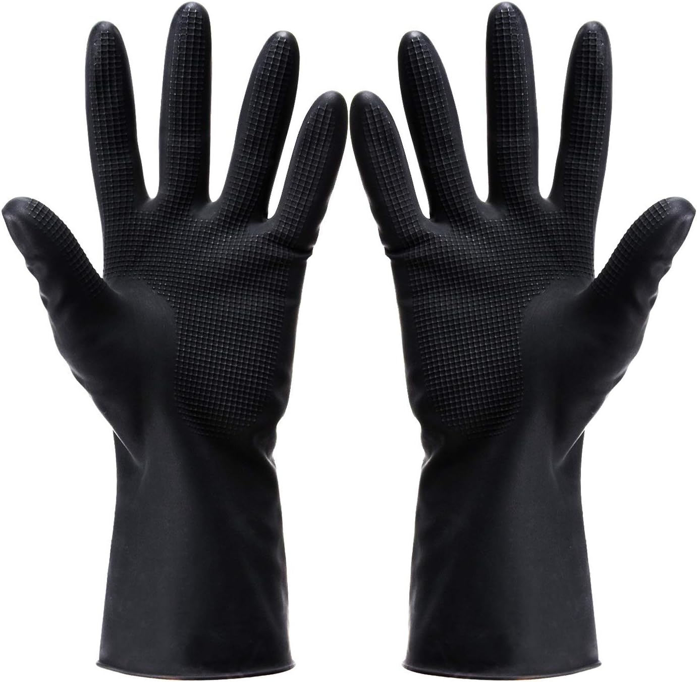 VOVCIG professional hair dye gloves front view showing the pair of black reusable rubber gloves